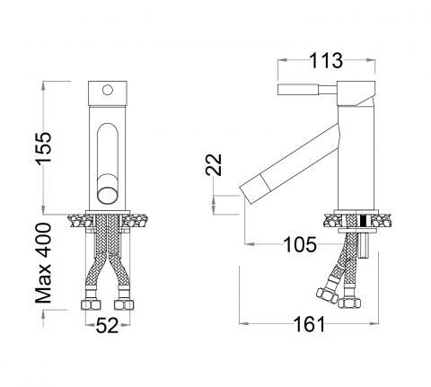 Vòi chậu lavabo nóng lạnh Caesar BT229CU (xả nhấn)