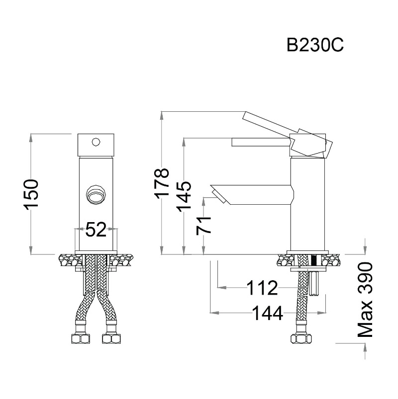Vòi chậu lavabo nóng lạnh Caesar BT230CU (xả nhấn)