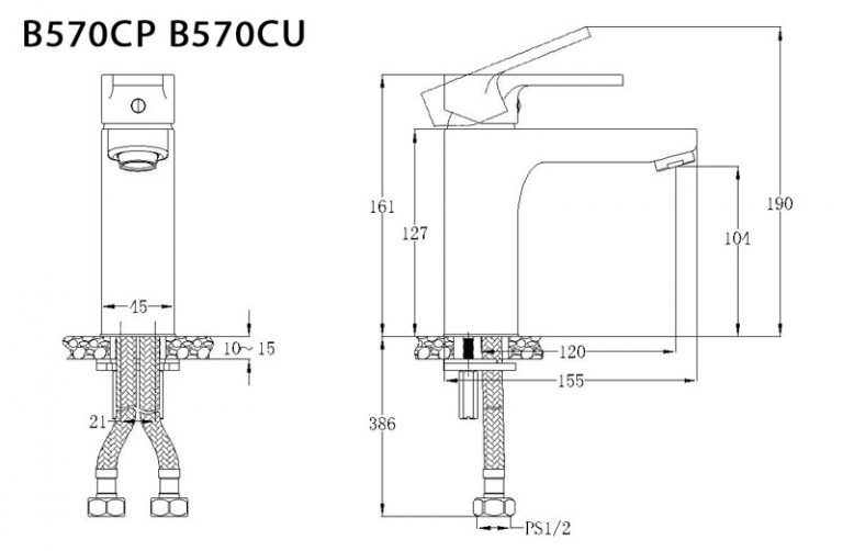 Vòi chậu lavabo nóng lạnh Caesar BT570CU