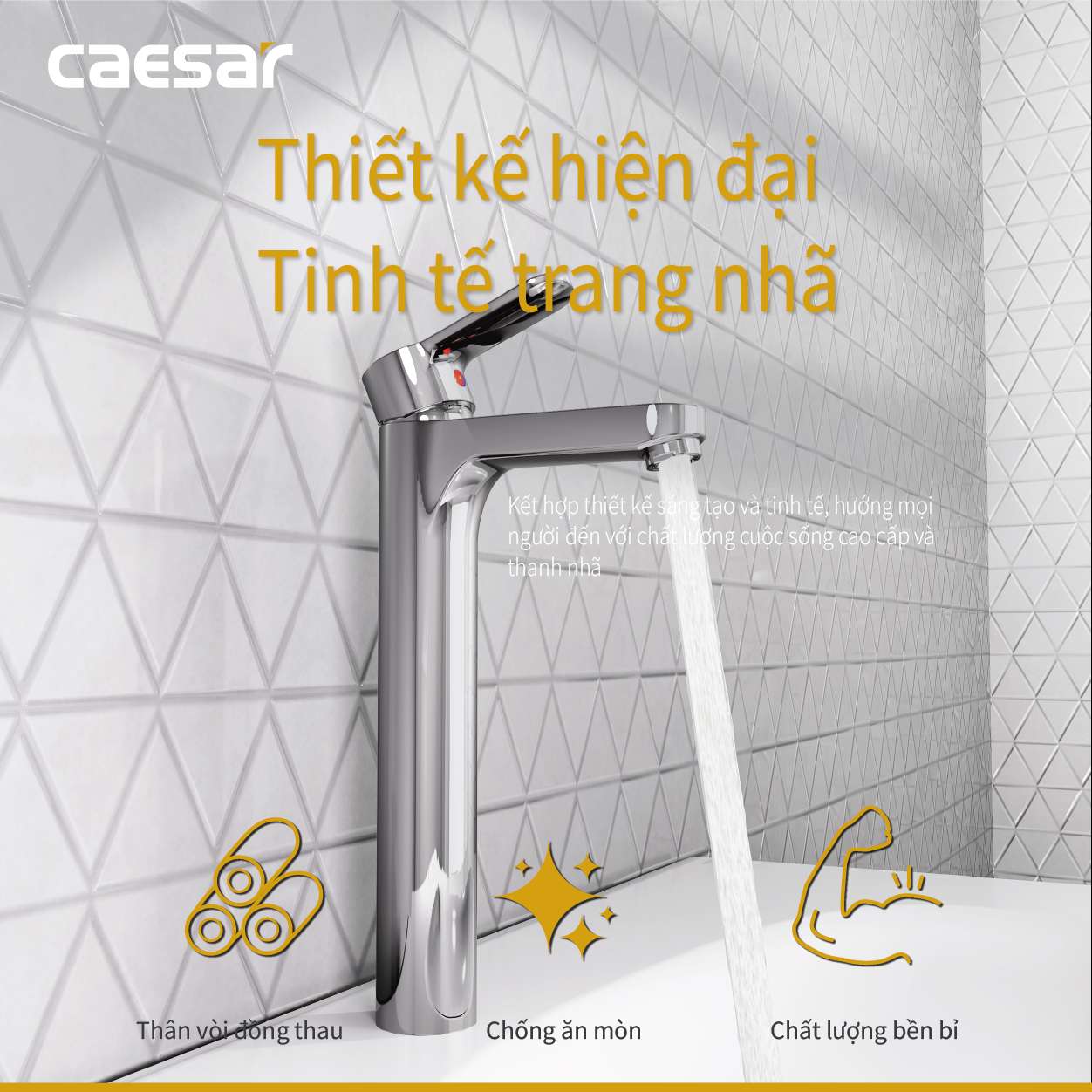 Vòi chậu lavabo nóng lạnh Caesar BT571CU
