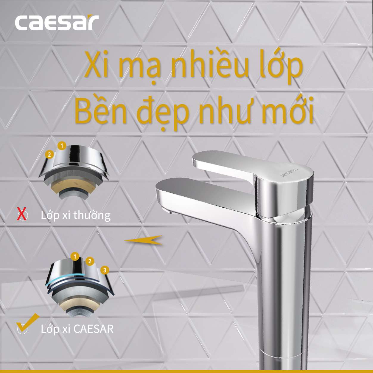 Vòi chậu lavabo nóng lạnh Caesar BT571CU