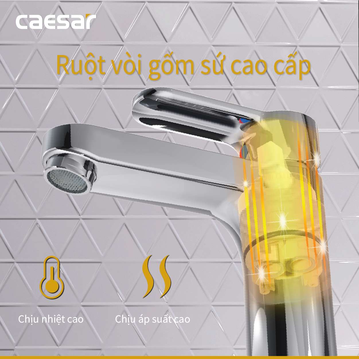 Vòi chậu lavabo nóng lạnh Caesar BT571CU
