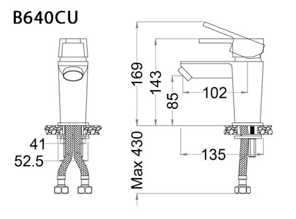 Vòi chậu lavabo nóng lạnh Caesar BT640CU (xả nhấn)