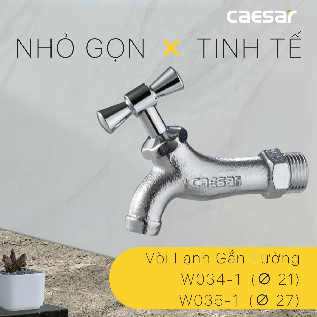 Vòi nước lạnh gắn tường Caesar W034-1 (W0341)