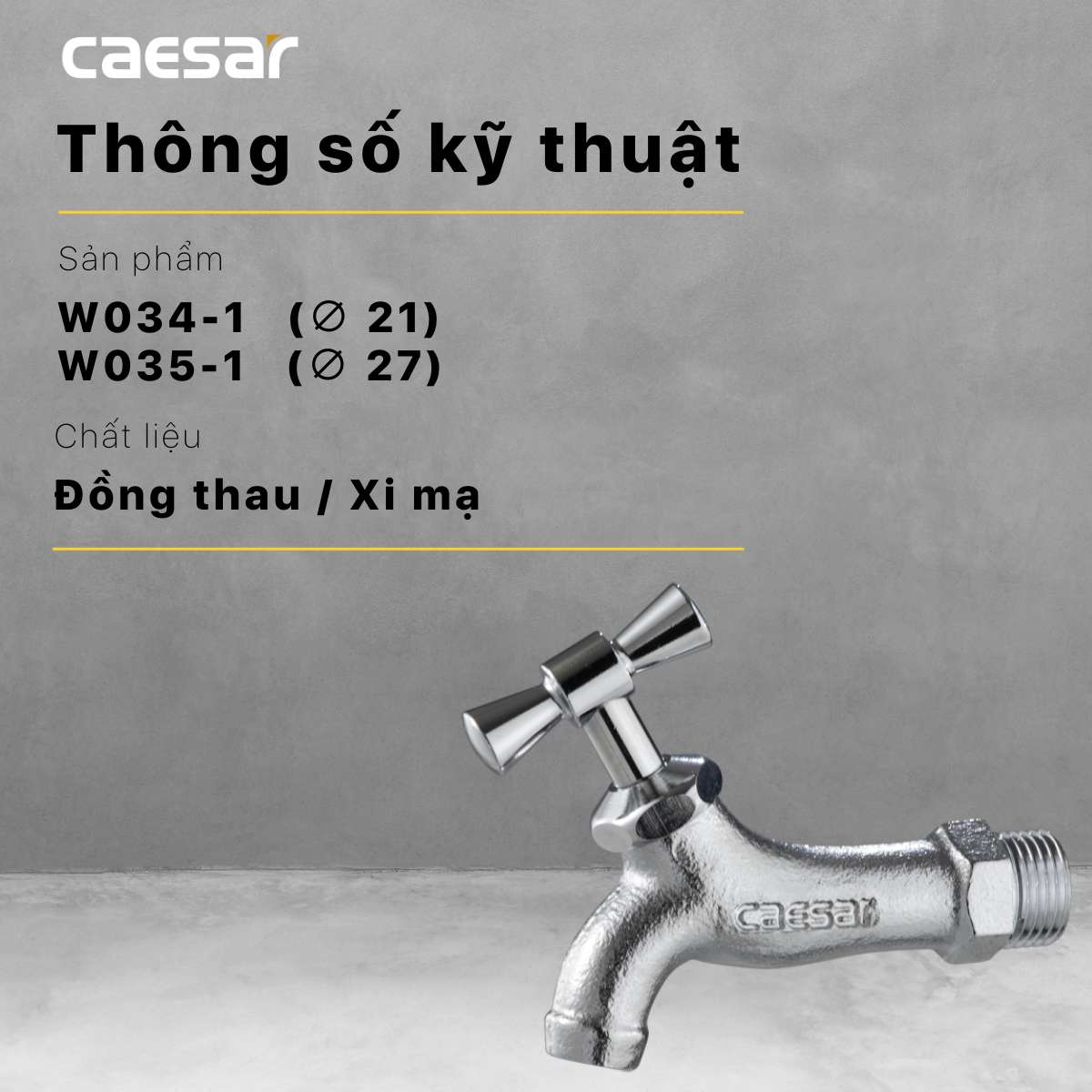 Vòi nước lạnh gắn tường Caesar W034-1 (W0341)