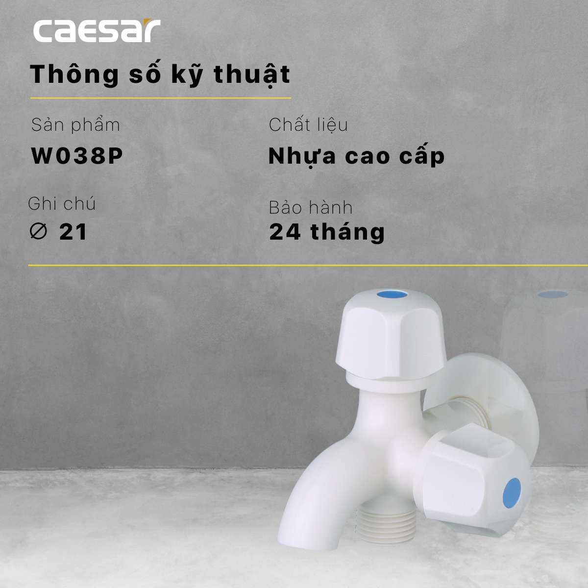 Vòi nước lạnh gắn tường Caesar W038P