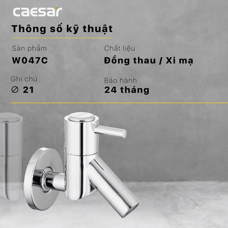 Vòi nước lạnh gắn tường Caesar W047C