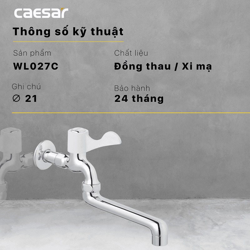 Vòi nước lạnh gắn tường Caesar WL027C
