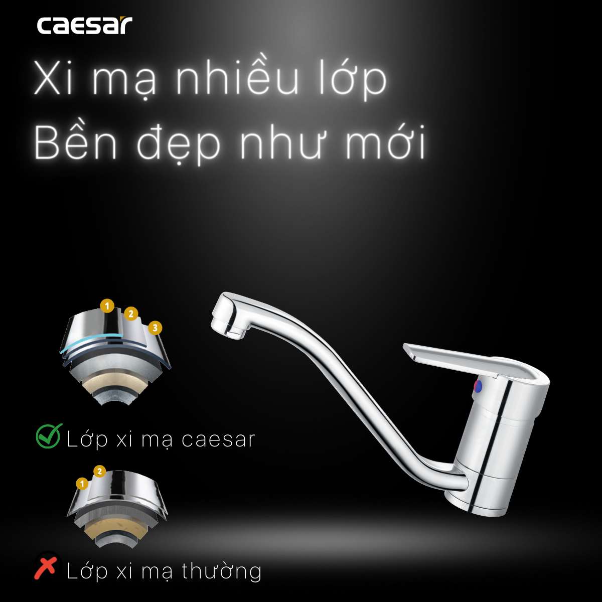 Vòi bếp nóng lạnh Caesar K375C