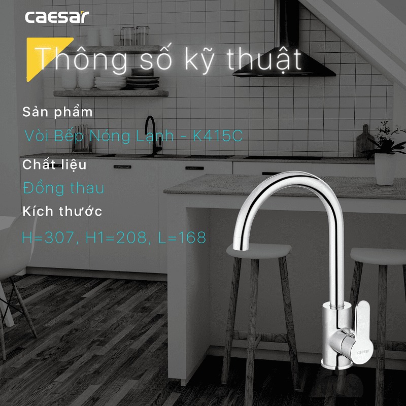 Vòi bếp nóng lạnh Caesar K415C