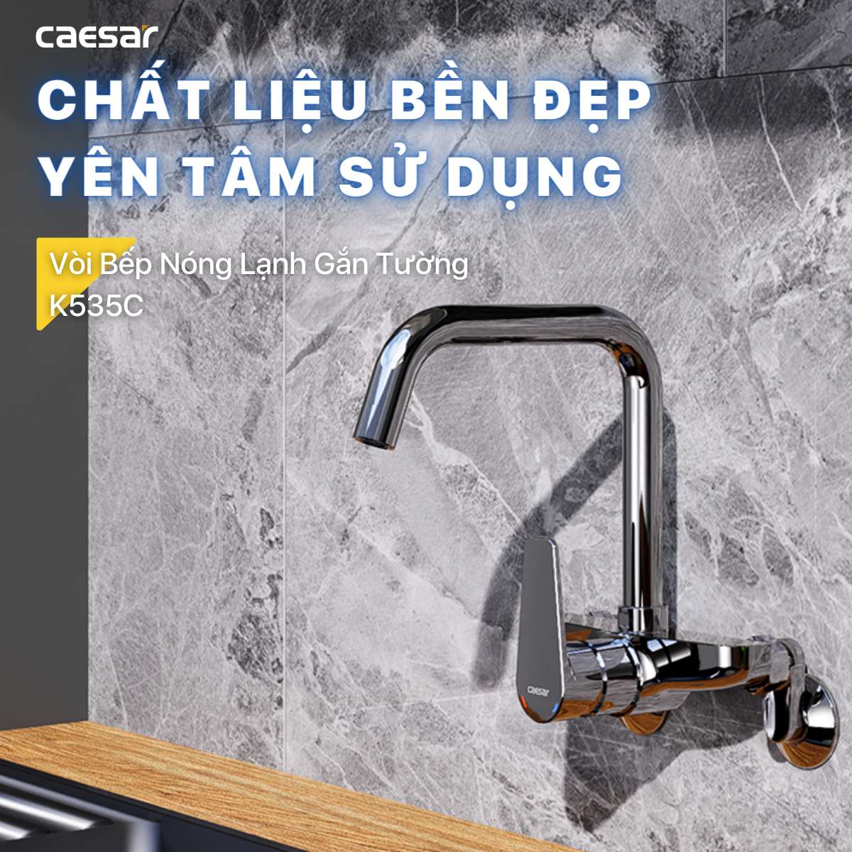 Vòi bếp nóng lạnh gắn tường Caesar K535C