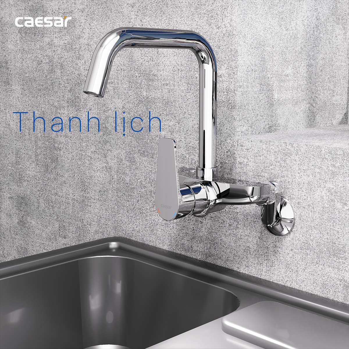 Vòi bếp nóng lạnh gắn tường Caesar K535C