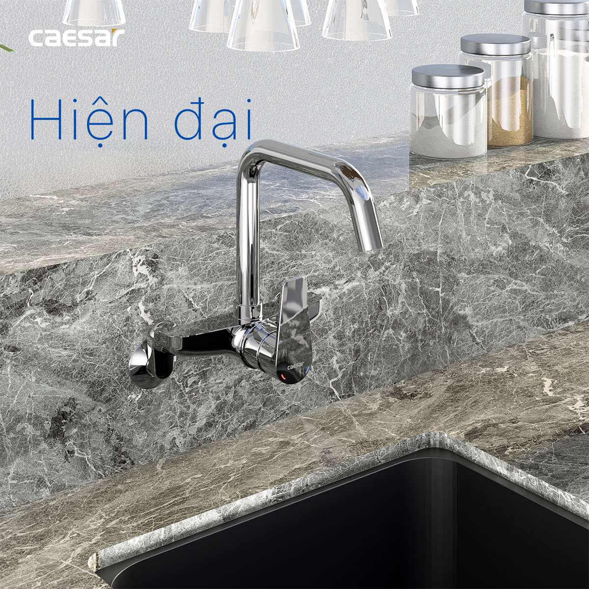 Vòi bếp nóng lạnh gắn tường Caesar K535C