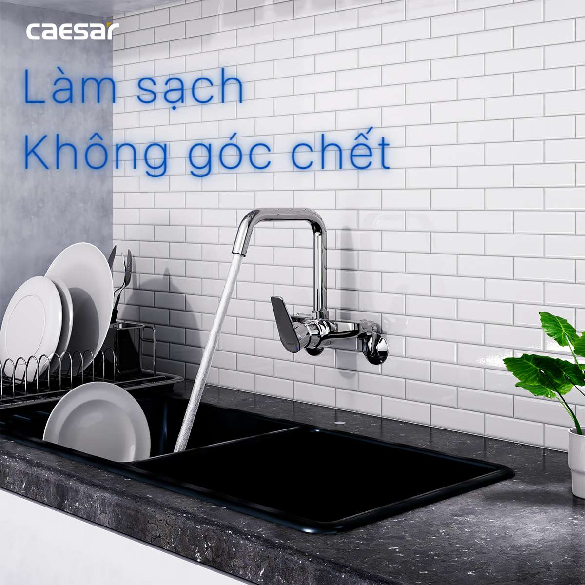 Vòi bếp nóng lạnh gắn tường Caesar K535C
