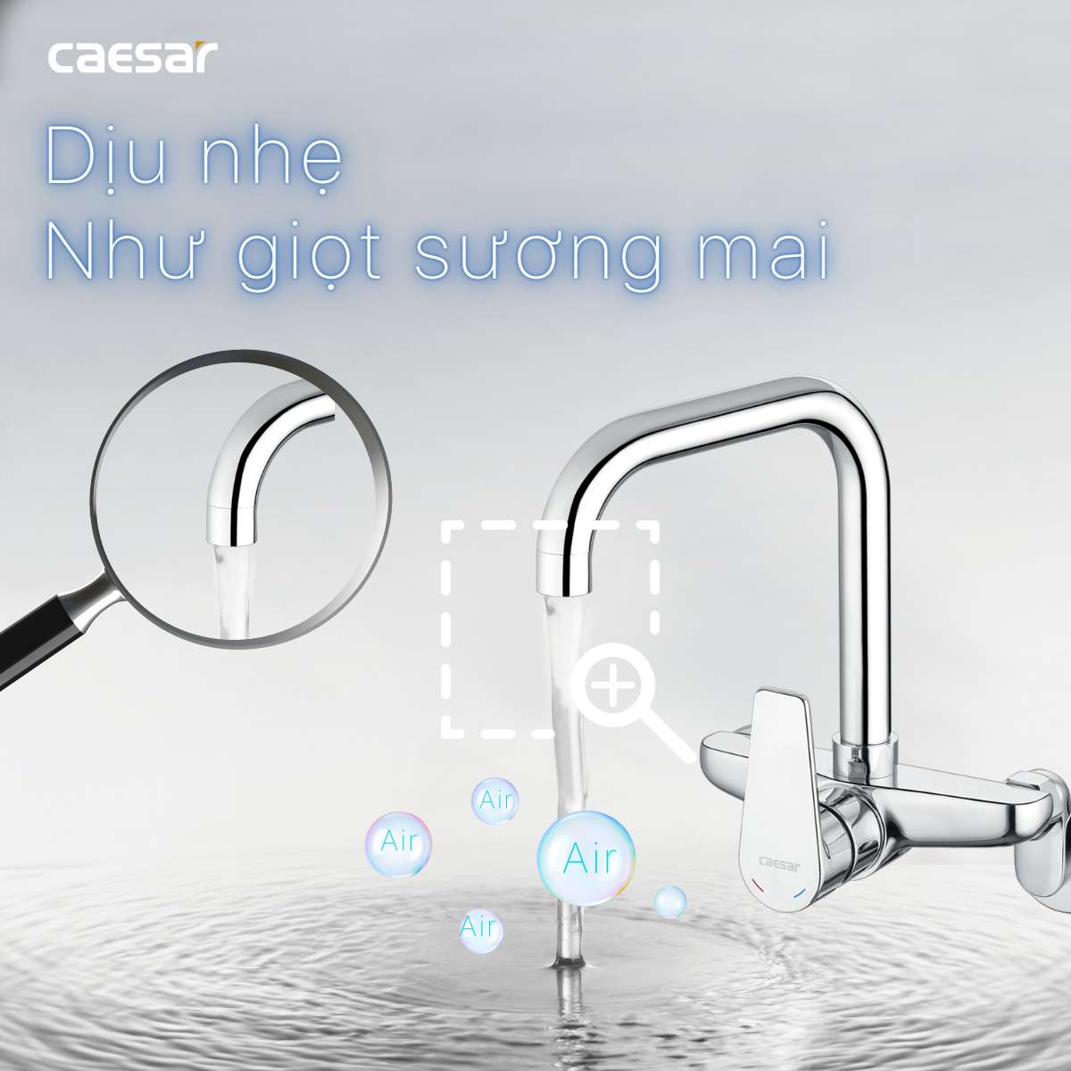 Vòi bếp nóng lạnh gắn tường Caesar K535C