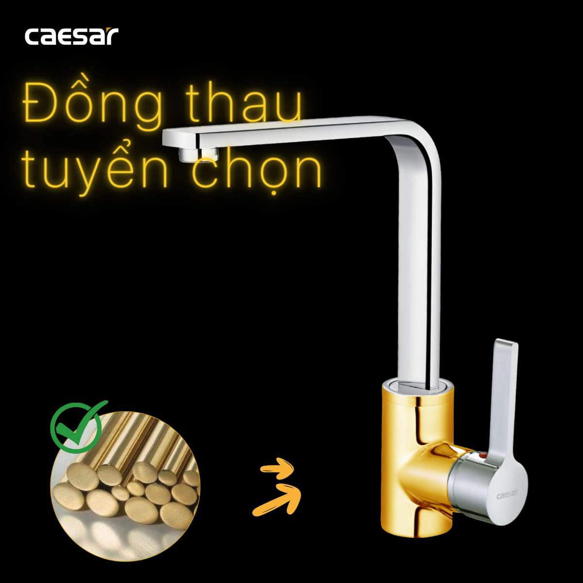 Vòi bếp nóng lạnh Caesar K665C