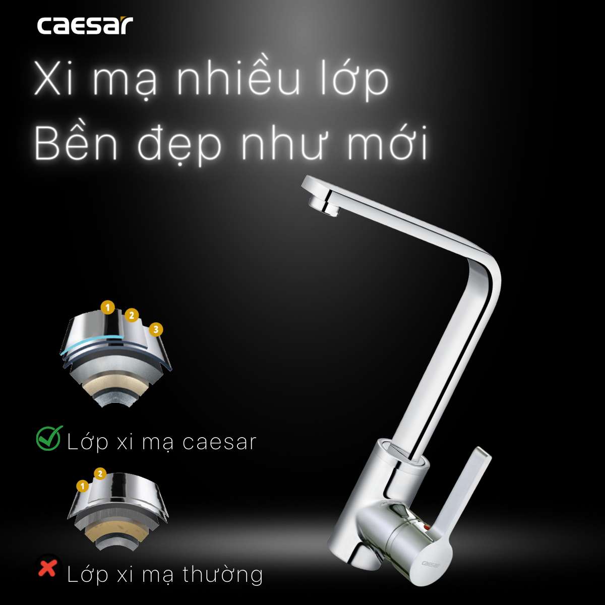 Vòi bếp nóng lạnh Caesar K665C