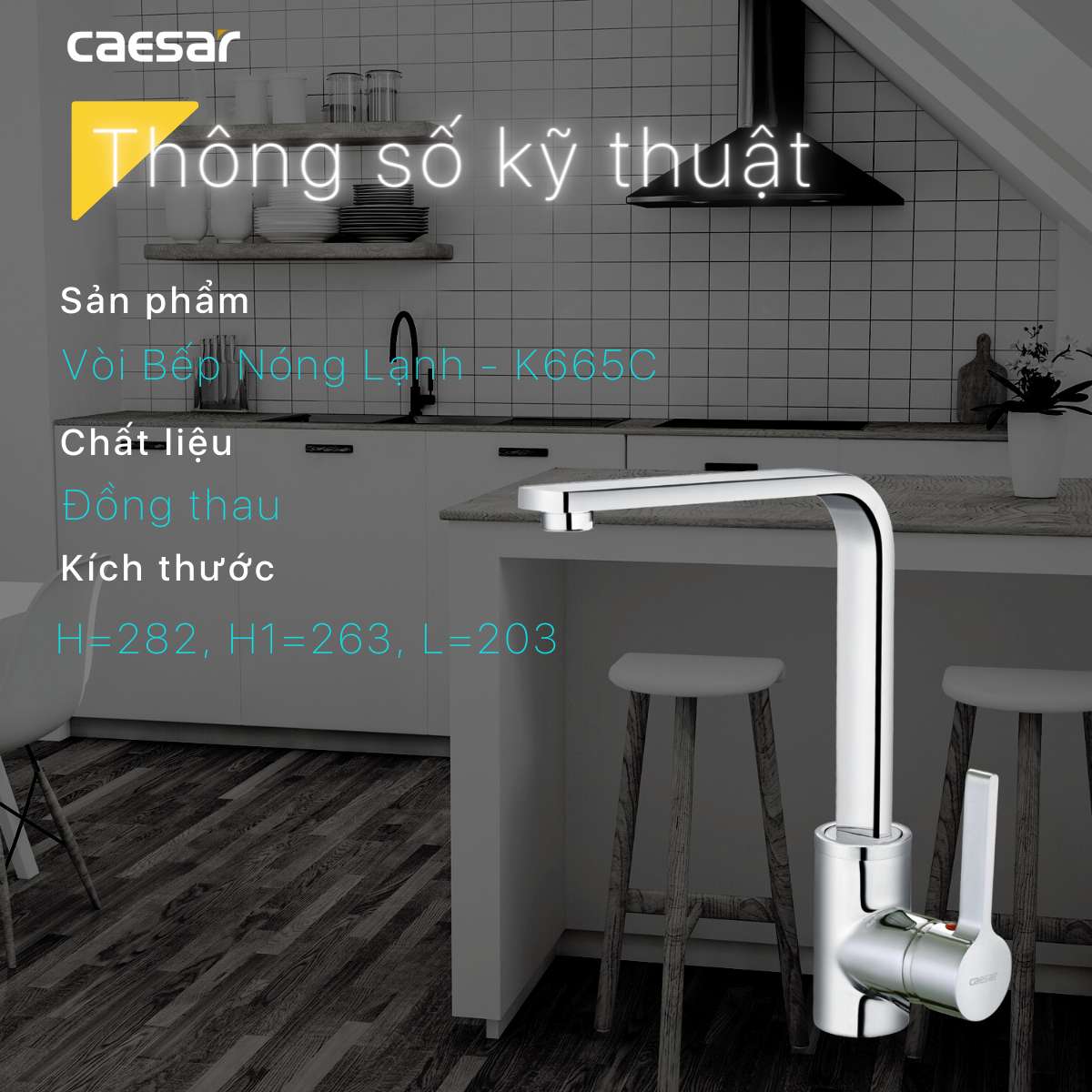 Vòi bếp nóng lạnh Caesar K665C