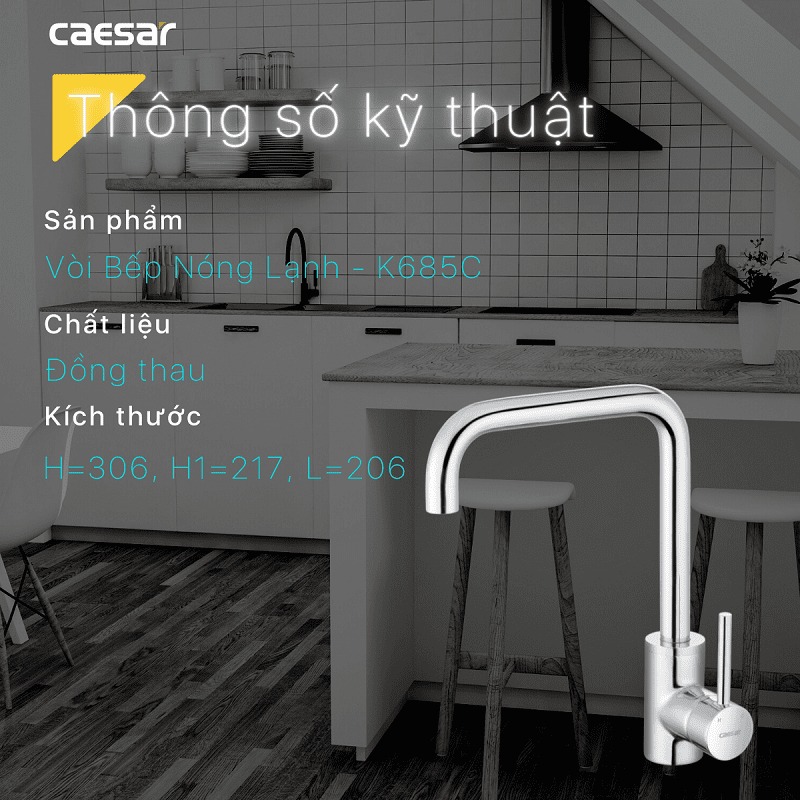 Vòi bếp nóng lạnh Caesar K685C