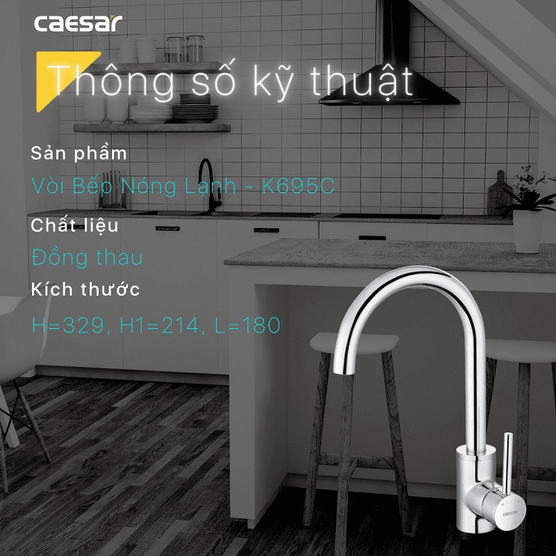 Vòi bếp nóng lạnh Caesar K695C