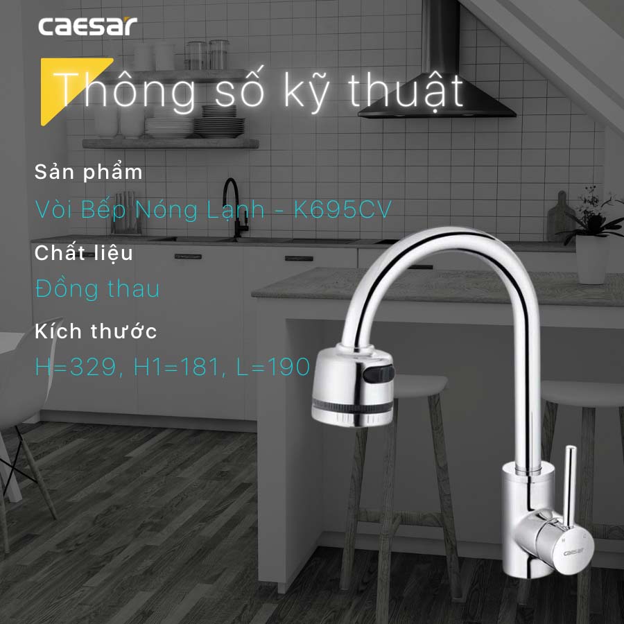 Vòi bếp nóng lạnh Caesar K695CV