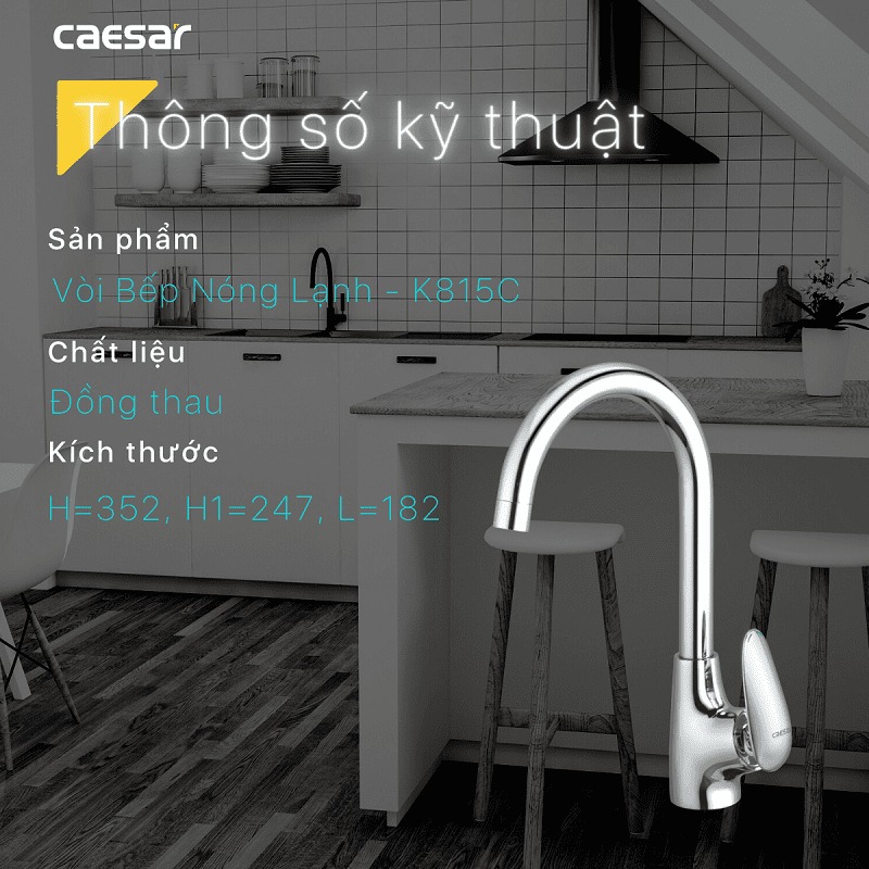 Vòi bếp nóng lạnh Caesar K815C