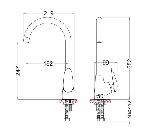 Vòi bếp nóng lạnh Caesar K815C