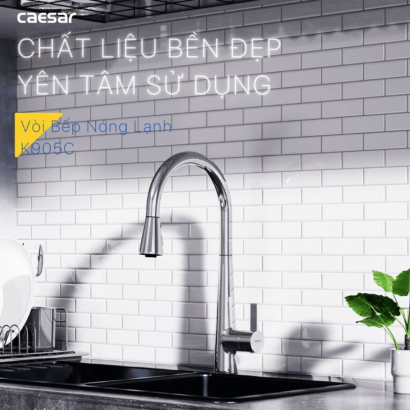 Vòi bếp dây rút nóng lạnh Caesar K905C