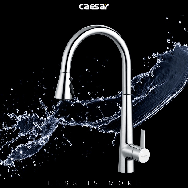 Vòi bếp dây rút nóng lạnh Caesar K905C