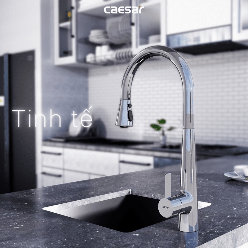 Vòi bếp dây rút nóng lạnh Caesar K905C