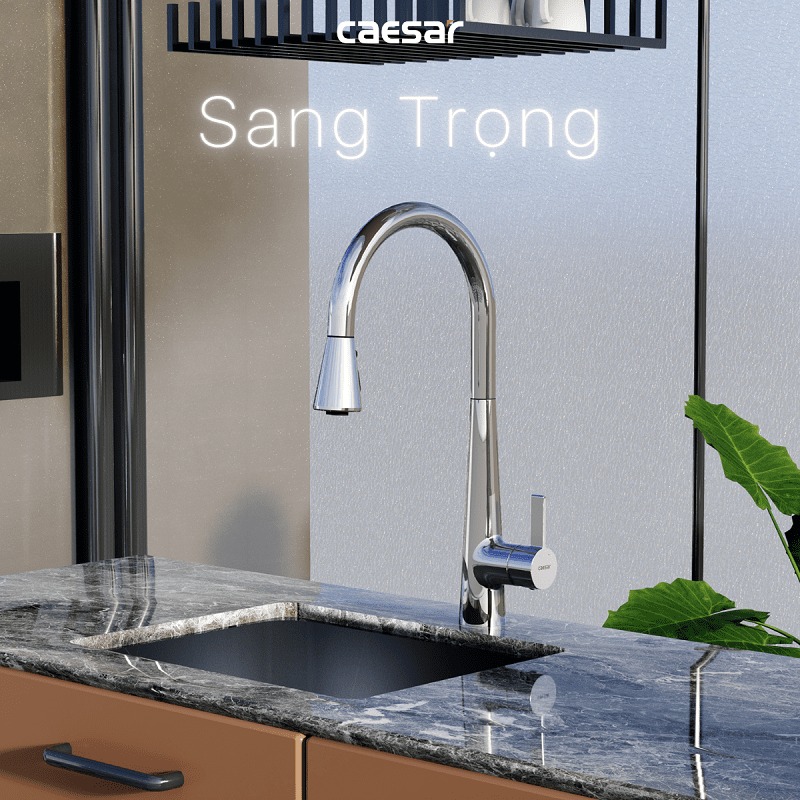 Vòi bếp dây rút nóng lạnh Caesar K905C