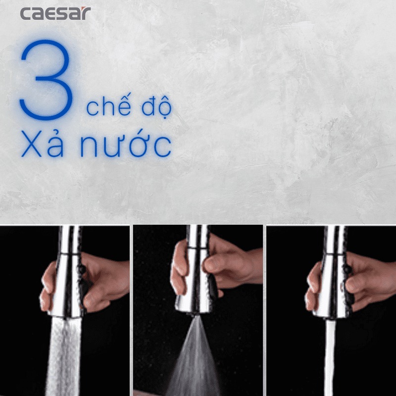 Vòi bếp dây rút nóng lạnh Caesar K905C