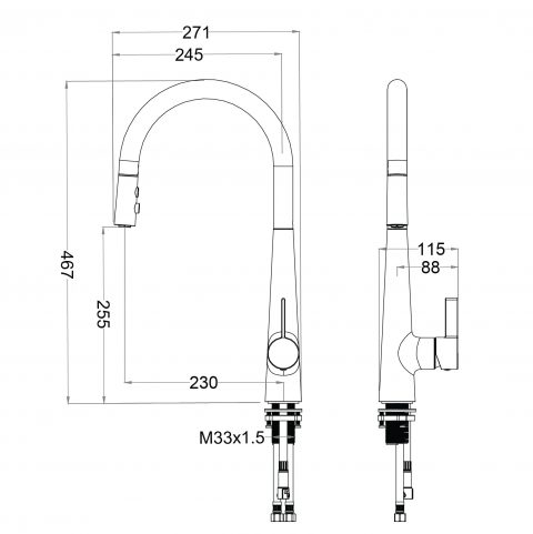 Vòi bếp dây rút nóng lạnh Caesar K905C