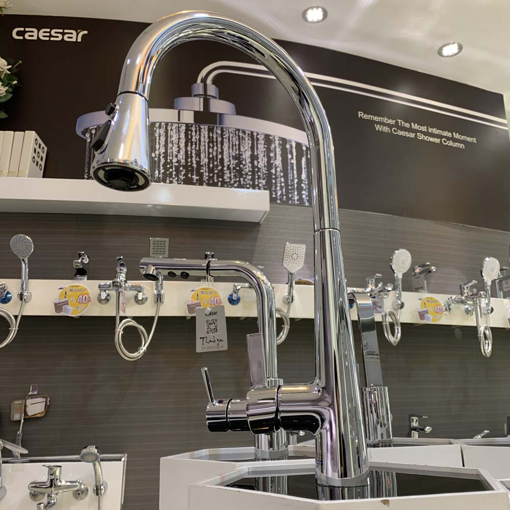 Vòi bếp dây rút nóng lạnh Caesar K905C