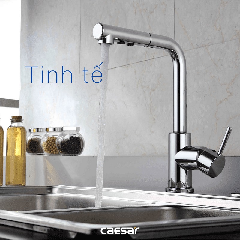 Vòi bếp dây rút nóng lạnh Caesar K915C