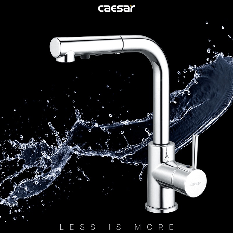 Vòi bếp dây rút nóng lạnh Caesar K915C