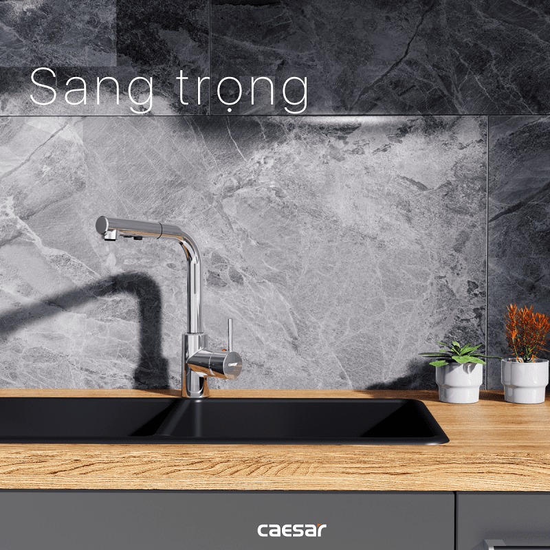 Vòi bếp dây rút nóng lạnh Caesar K915C