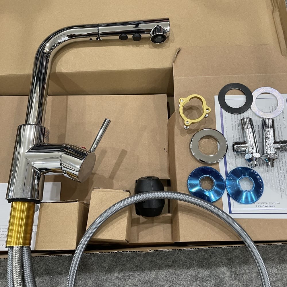 Vòi bếp dây rút nóng lạnh Caesar K915C