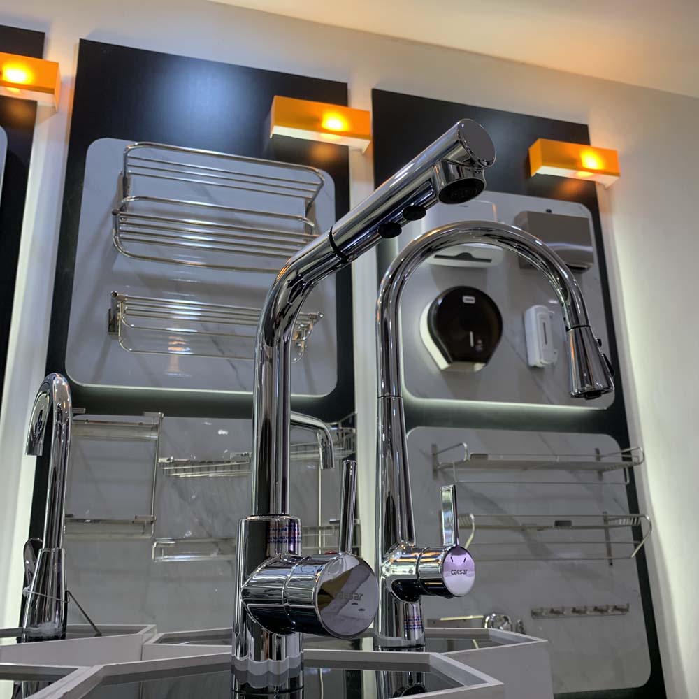 Vòi bếp dây rút nóng lạnh Caesar K915C