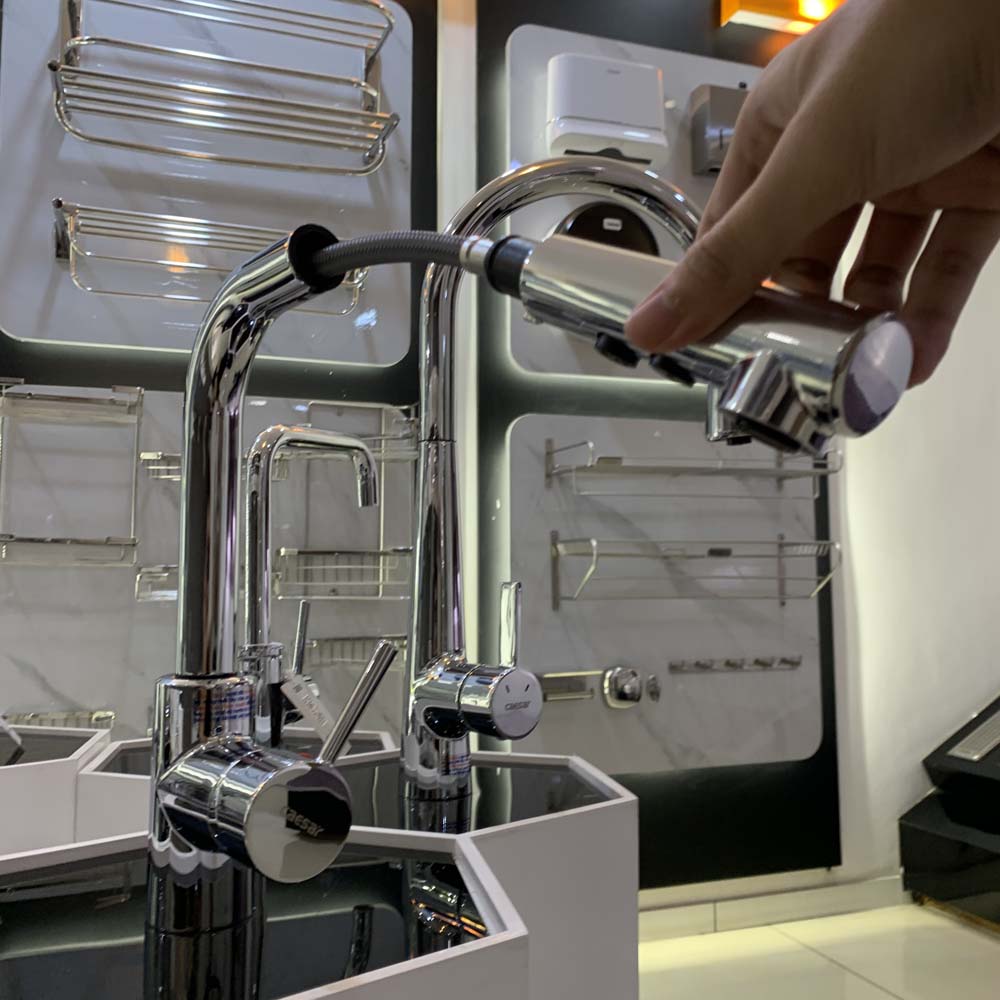 Vòi bếp dây rút nóng lạnh Caesar K915C