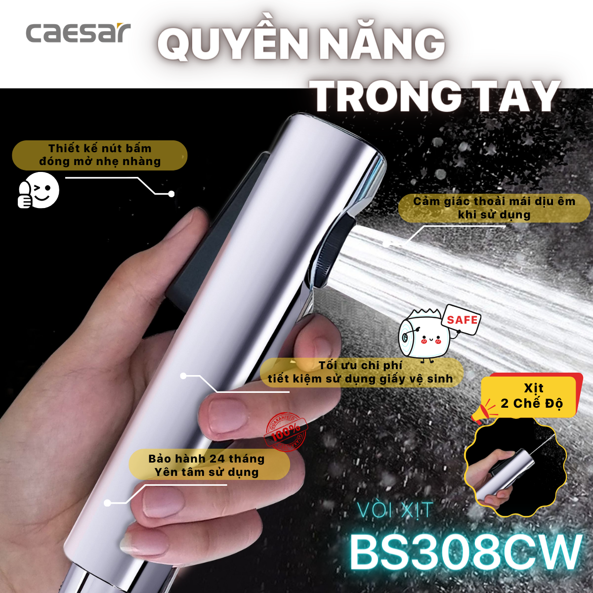 Vòi xịt vệ sinh Caesar BS307CW
