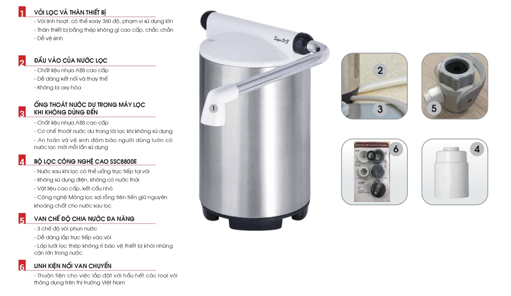 Thiết Bị Lọc Nước Lắp Trên Bồn Rửa Vỏ Thép Không Gỉ CLEANSUI ET201