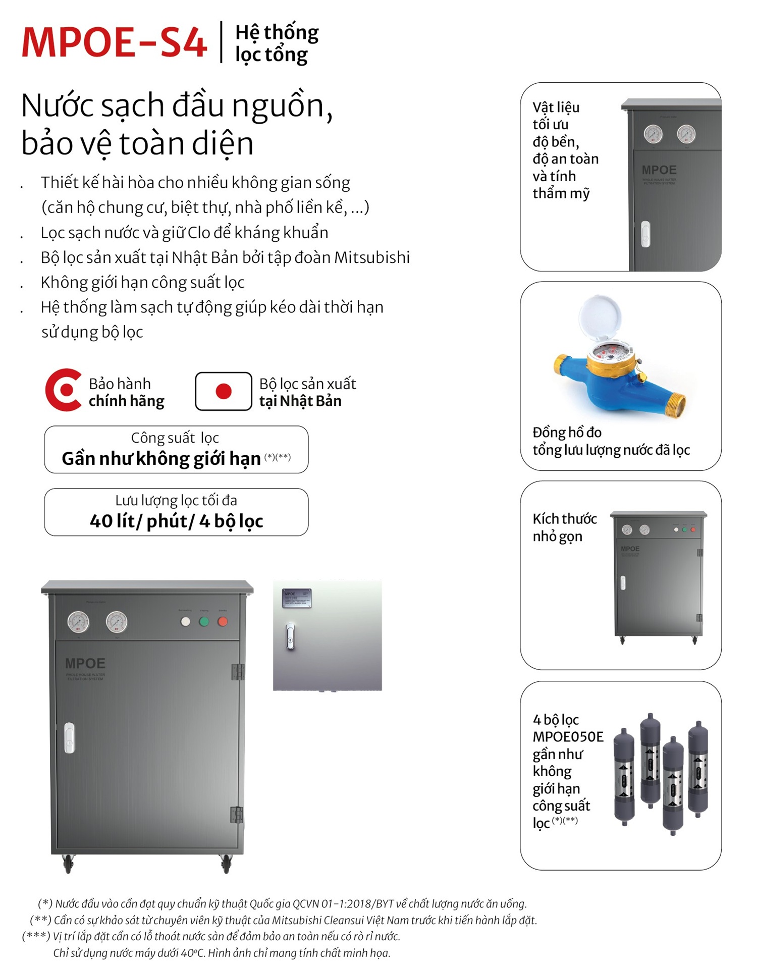 Hệ thống lọc tổng Mitsubishi Cleansui MPOE-S4 4 bộ lọc