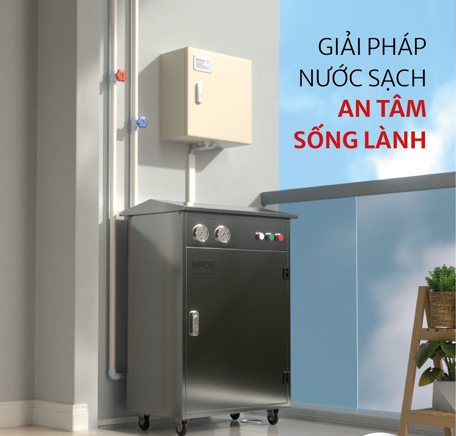 Hệ thống lọc tổng Mitsubishi Cleansui MPOE-S4 4 bộ lọc