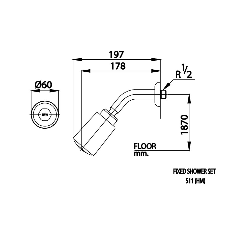 Bát sen COTTO S11(HM) gắn tường 1 chức năng