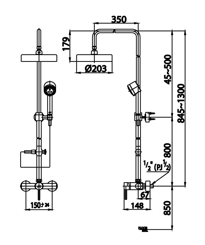 Bộ sen cây COTTO CT2047WS nóng lạnh bát tròn