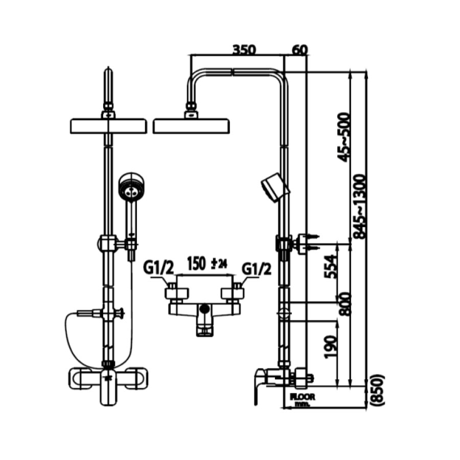 Bộ sen cây COTTO CT2048WS nóng lạnh bát tròn