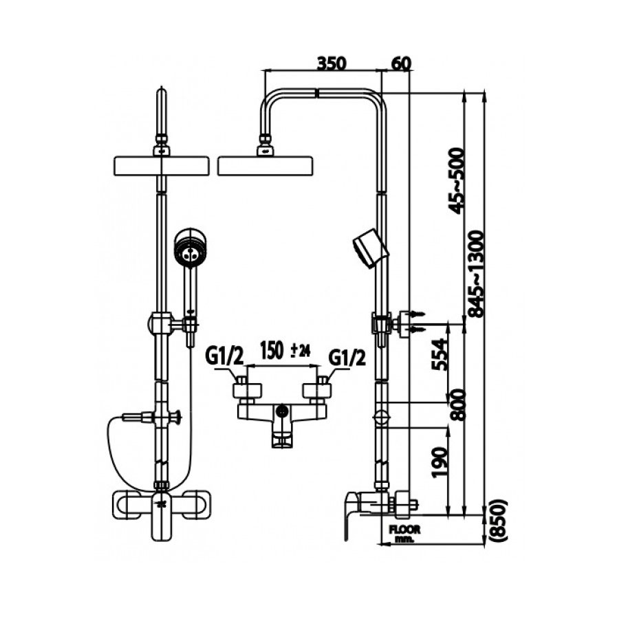 Bộ sen cây COTTO CT2149WS nóng lạnh bát tròn