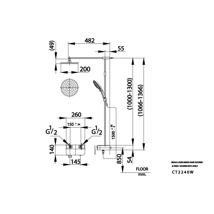 Bộ sen cây COTTO CT2240W nóng lạnh bát tròn