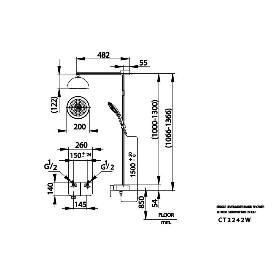 Bộ sen cây COTTO CT2242W nóng lạnh bát tròn có loa Bluetooth